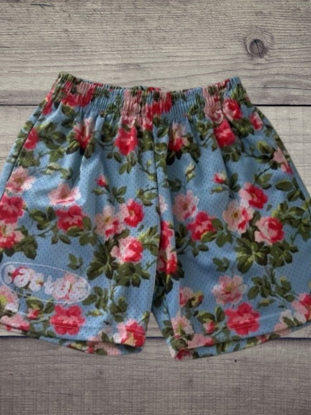 Azva Women's Floral Mesh Shorts XL Blue Pink‎ Slash Pockets